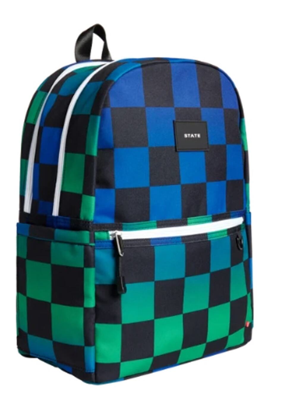 State Bags - Kane Double Pocket Backpack - Blue Checkerboard